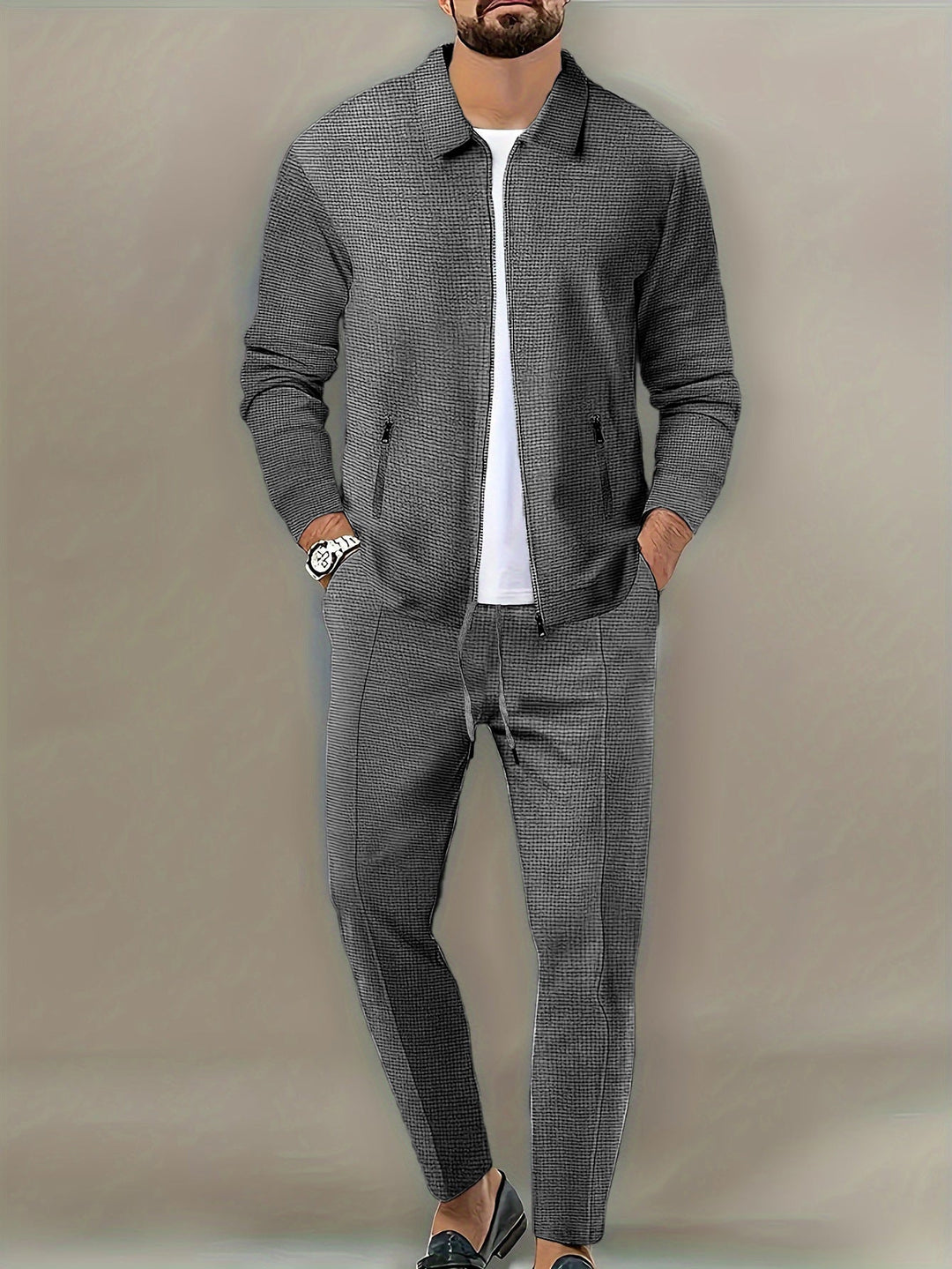 Men's Leisure Suit with Modern Structured Design and Practical Pockets Lune London