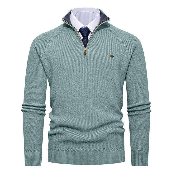 Elegant knitted pullover for men with high collar and zipper Lune London