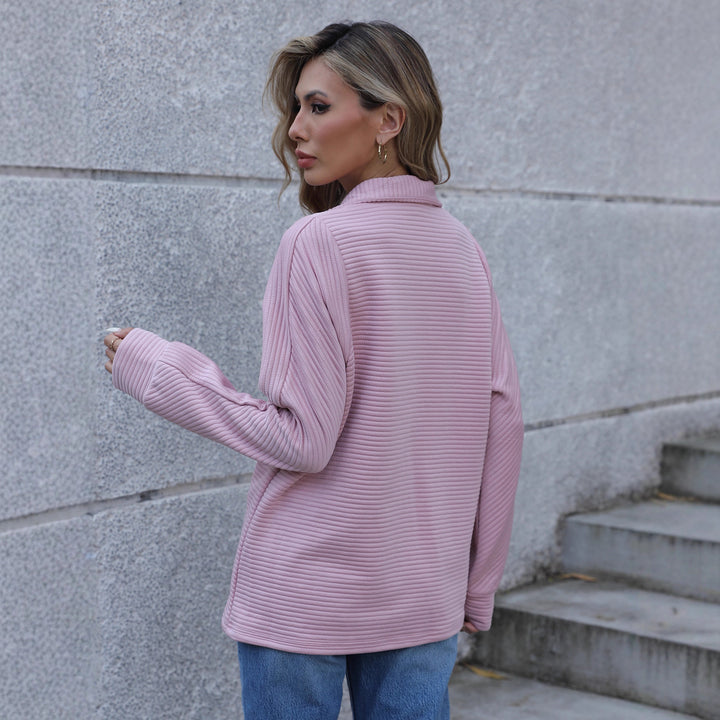 Pullover décontracté pour femmes avec fermeture éclair et texture côtes Chic & Stil