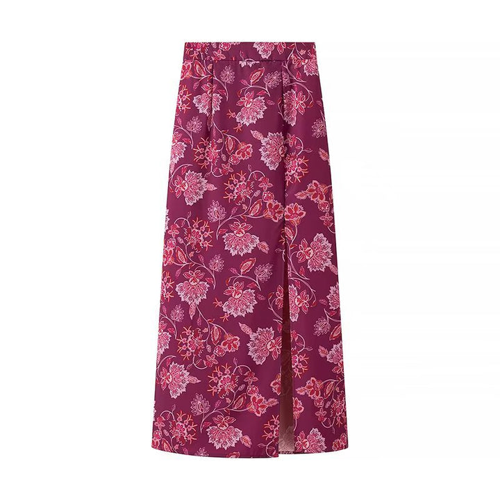 Maxi skirt for women with a floral design and elegant slit details Lune London