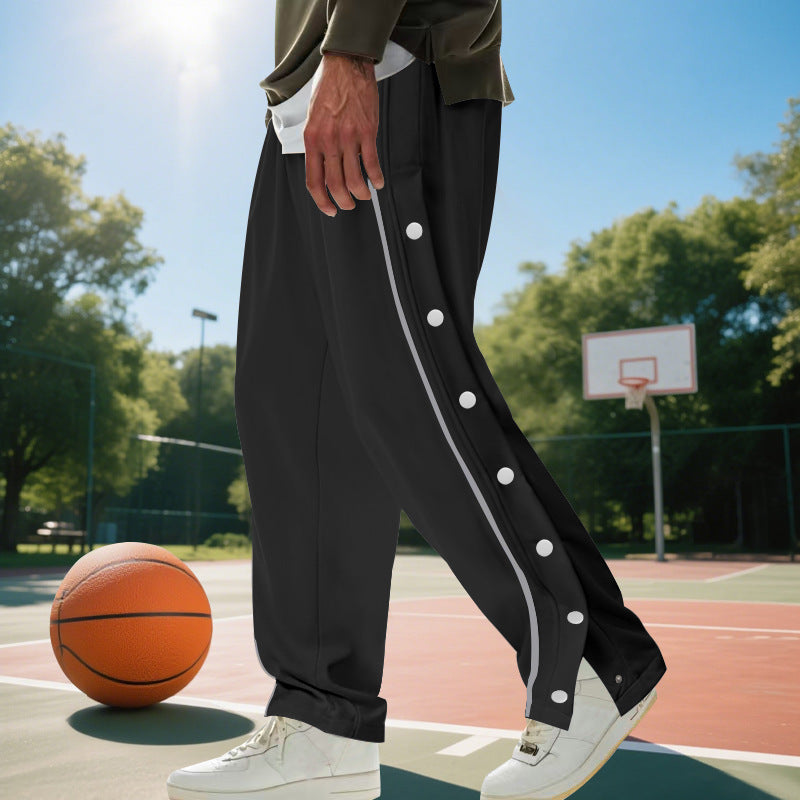 Men's sporty jogger pants with side snap buttons and elastic waist Lune London