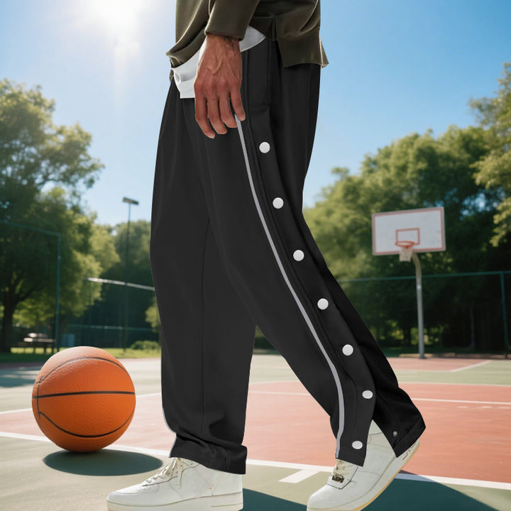 Men's sporty jogger pants with side snap buttons and elastic waist Lune London