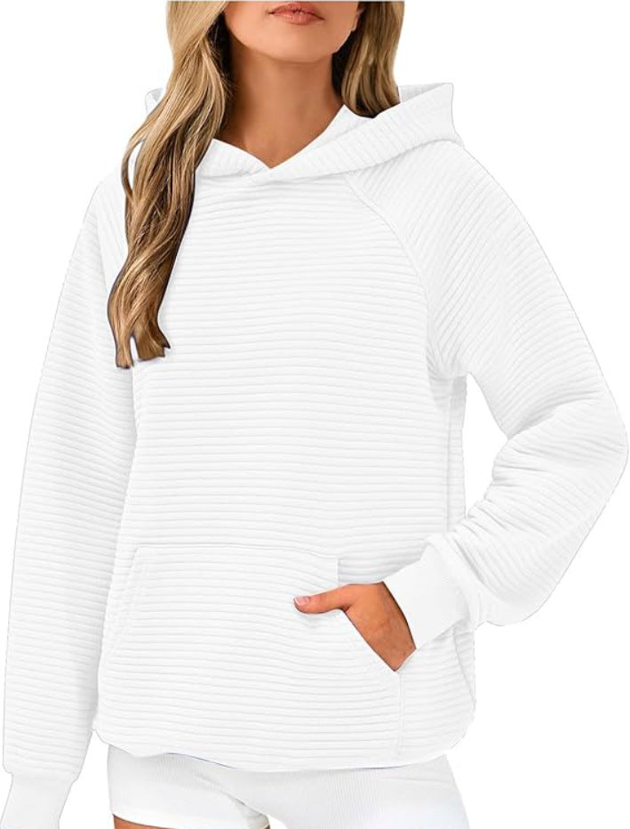 Cozy honeycomb sweater for women with hood and kangaroo pocket Lune London