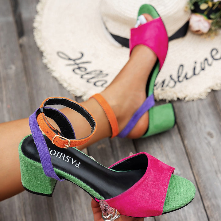 Ladies Elegant Sandals with Adjustable Strap and Block Heel Lune London