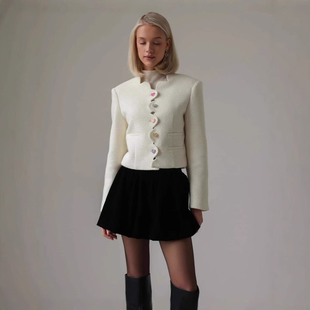 Fitted jacket for women with a unique button design Lune London