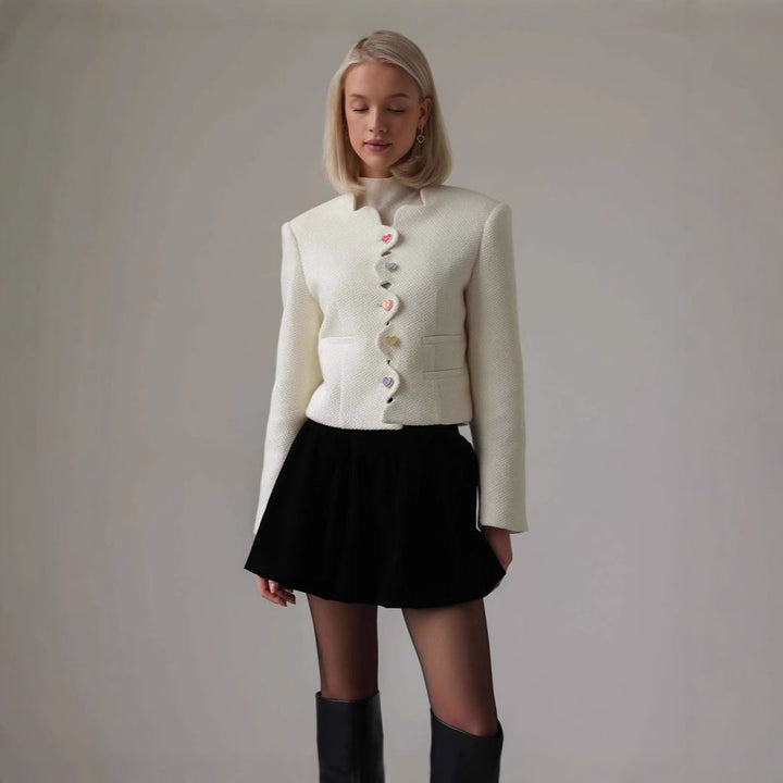 Fitted jacket for women with a unique button design Lune London