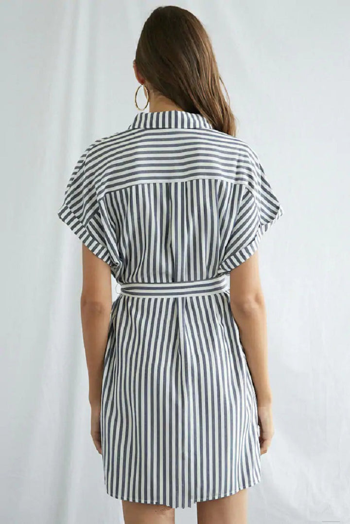 Casual striped shirt dress for women with belt at the waist Lune London