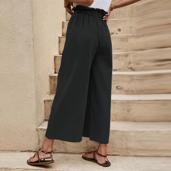 Women's Loose-Fitting Summer Pants with Elastic Waistband and Trendy Tied Belt Chic & Stil