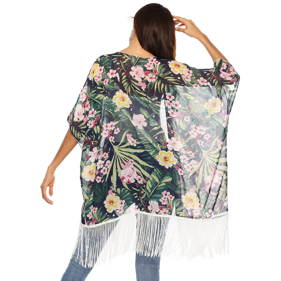 Ladies bohemian floral pattern wrap kimono Lune London