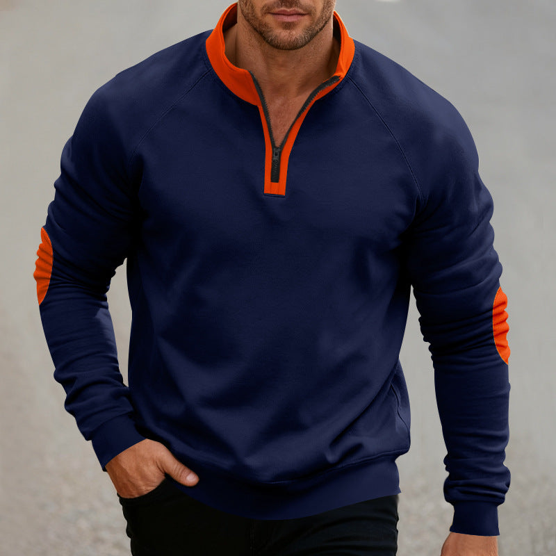 Men's sporty hoodie with short zipper and contrasting elements in Lune London