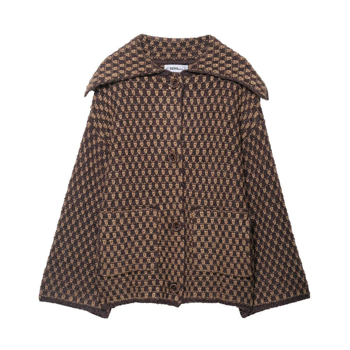 Veste courte à la mode pour femmes avec motif à carreaux et détails en boutons Chic & Stil