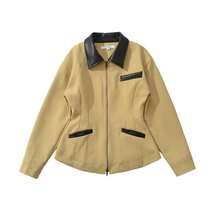 Lune London Women's Fashion Short Jacket with Leather Details