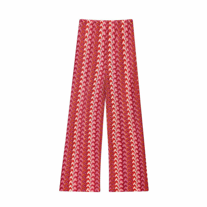 High-waisted ladies palazzo pants with modern wave pattern Lune London