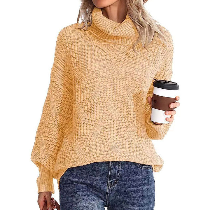 Pull en tricot pour femme avec col haut et look de point texturé Chic & Stil