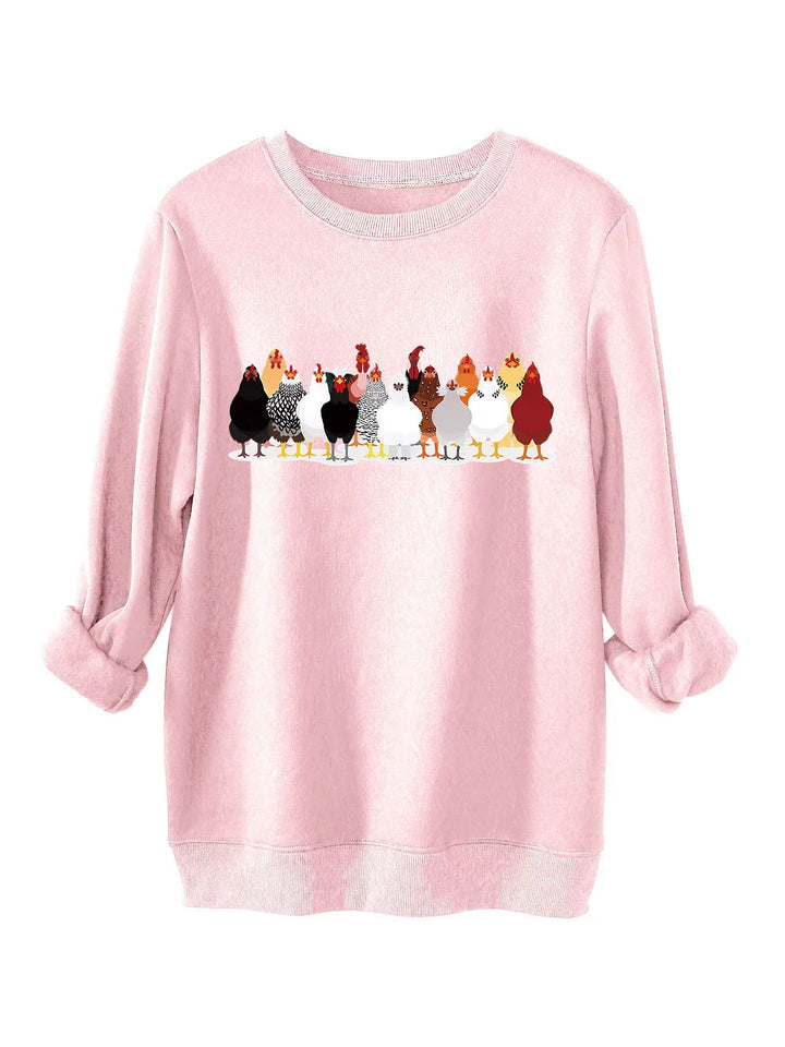 Sweatshirt for women with playful chicken pattern Lune London