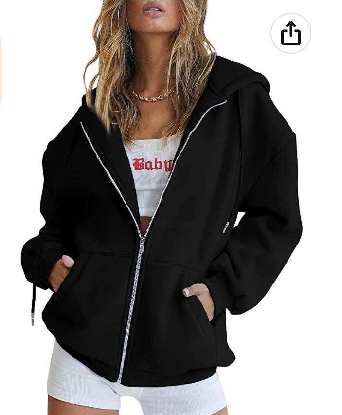 Ladies oversized hooded jacket with practical pockets Lune London