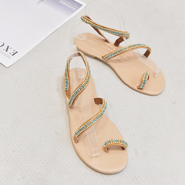 Ladies Elegant Sandals with Crystal Decorations and Chic Transparent Surface
