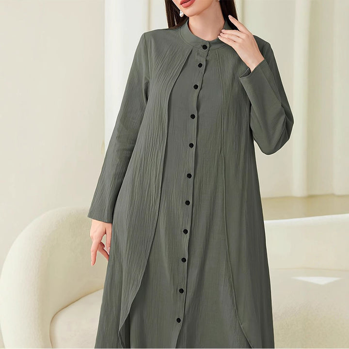 Midi dress for women with a fluid cut and button placket Lune London