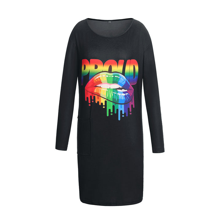 Long sleeve dress for women with a trendy graphic design and practical pockets Lune London