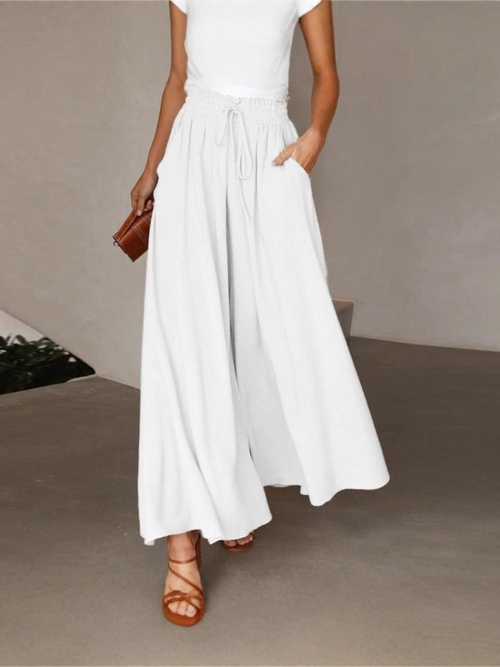 Wide-leg pants for women with elastic waistband and pockets Lune London