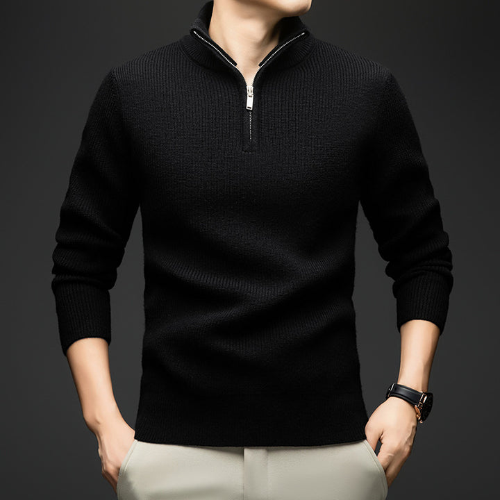 Pull-over zippé élégant pour hommes en laine douce Lune London