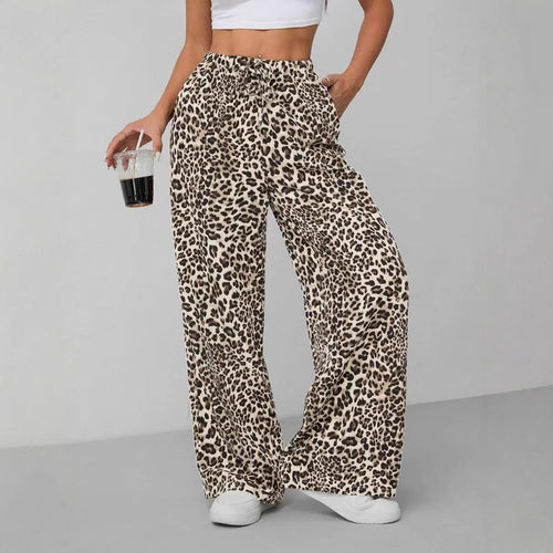 Pantalons en chiffon large pour femmes à motif léopard Lune London