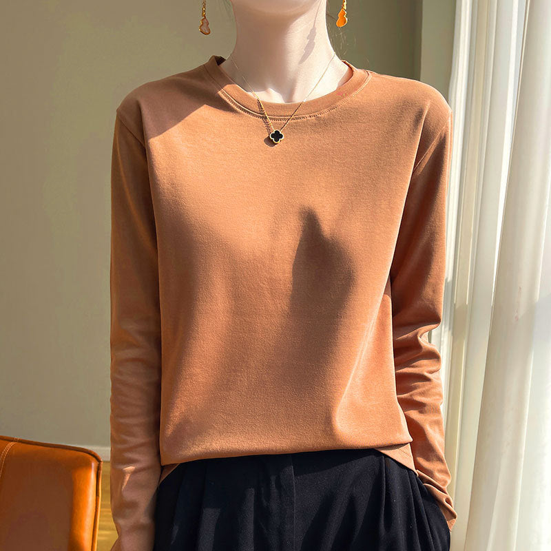 Women Round Neck Long Sleeve Shirt Chic & Stil