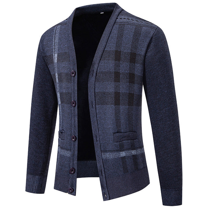 Men's knit jacket with an elegant checkered pattern from Lune London