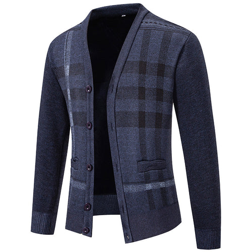 Men's knit jacket with an elegant checkered pattern from Lune London