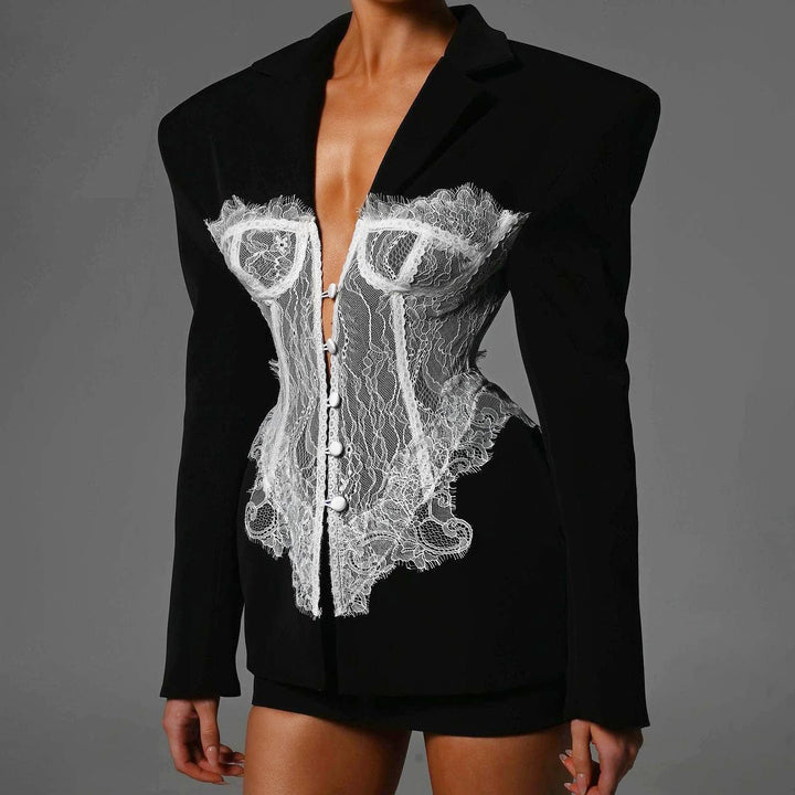 Blazer for women with corset design and lace accents Lune London