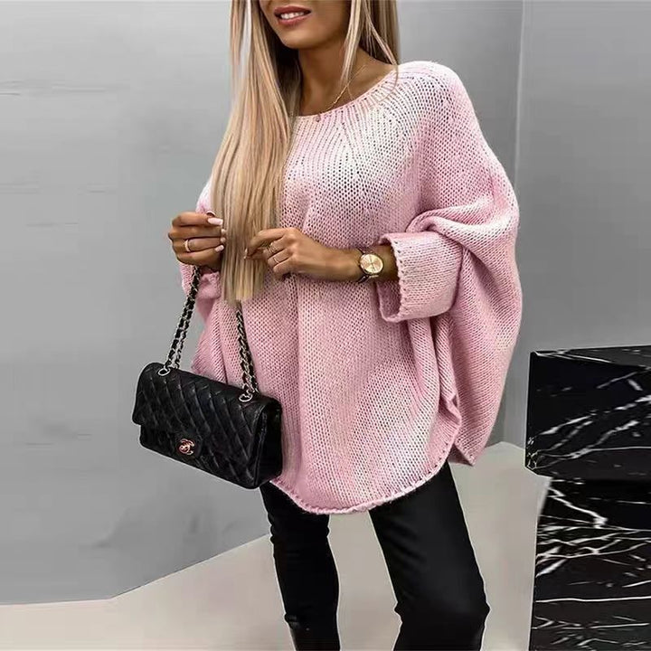 Ladies Loose Knit Poncho with Wide Sleeves Lune London