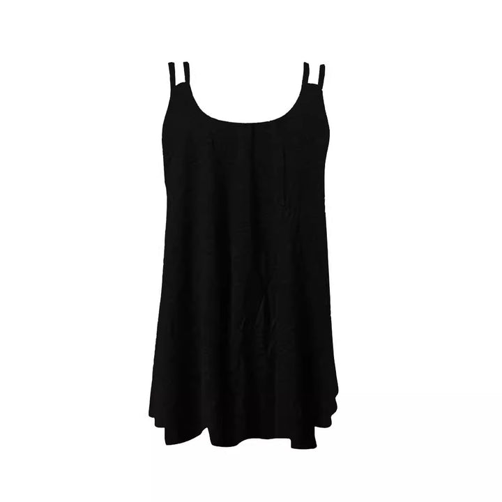Ladies spaghetti strap airy top with asymmetrical cut Lune London