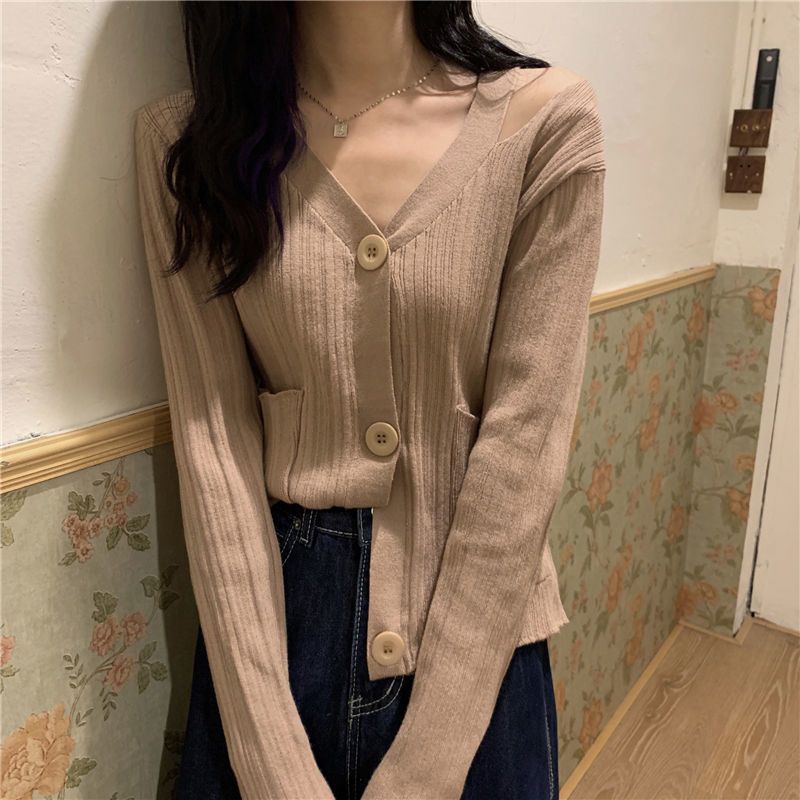 Cardigan élégant pour femmes avec col en V et poches Chic & Stil
