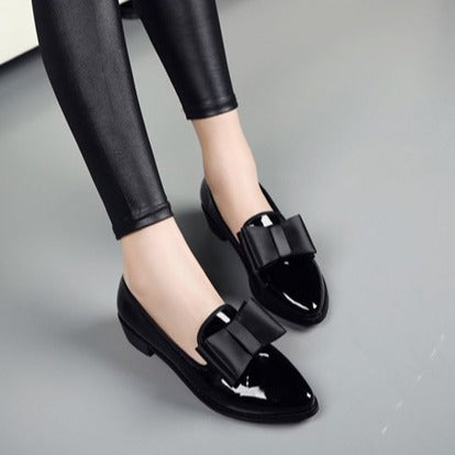 Ladies Elegant Ballet Flats with Large Bow Detail Lune London