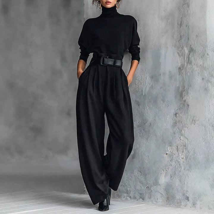 Combinaison utilitaire pour femme avec col haut et ceinture à la taille Chic & Stil