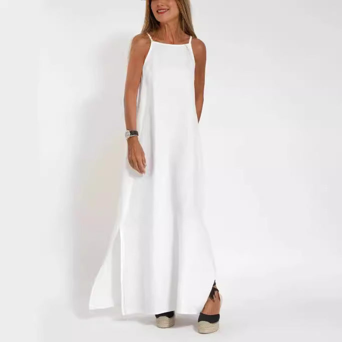 Elegant maxi dress for women with thin straps and a flowing hem Lune London