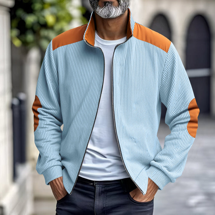 Sporty zip-up jacket for men with ribbed structure and contrasting sleeves Lune London