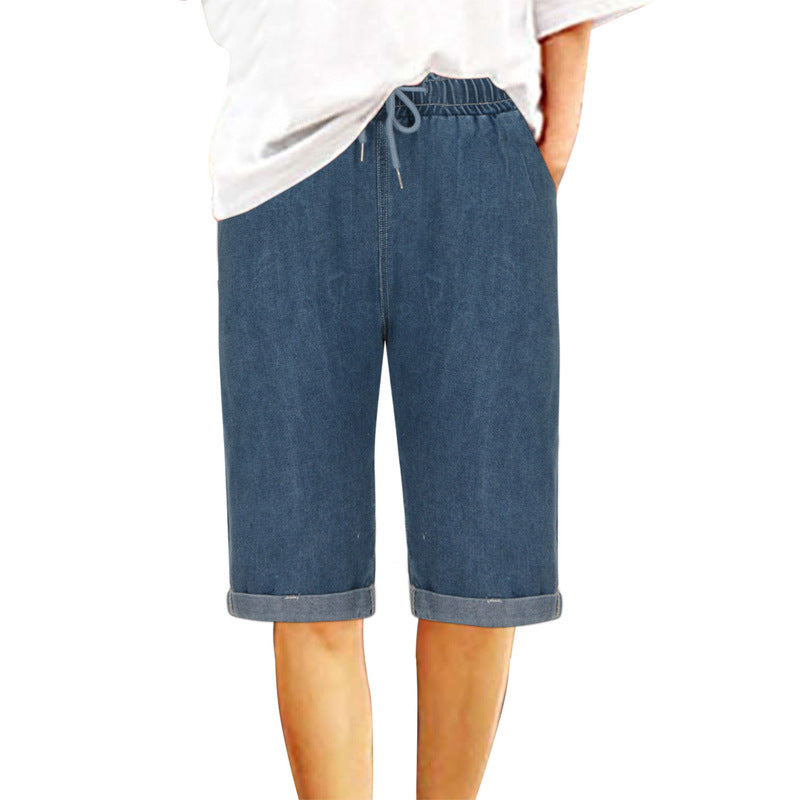 Ladies denim shorts with elastic waistband and casual cut Lune London