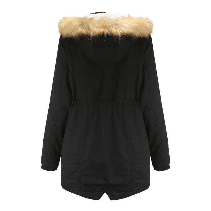 Ladies modern parka with removable faux fur collar and side pockets Chic and Style