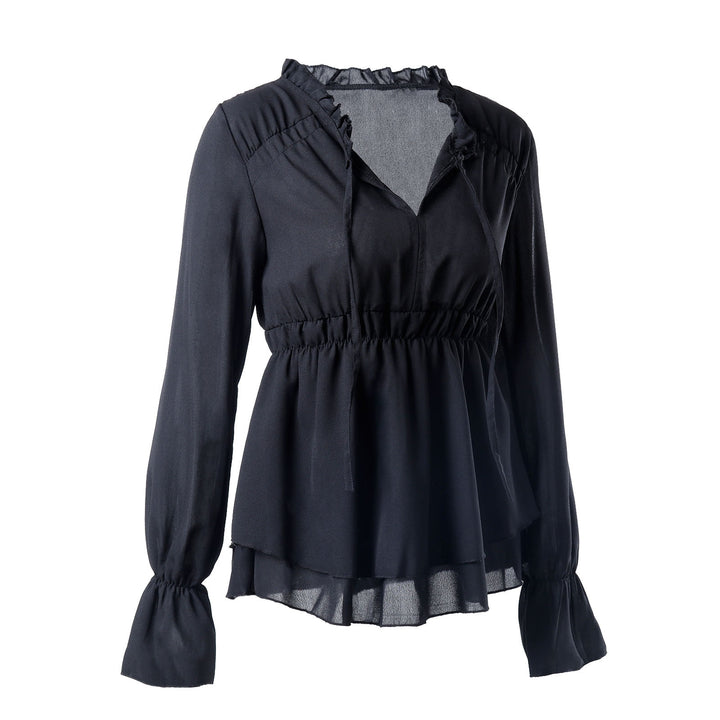 Ruffled blouse for women with elastic waist and long sleeves Lune London