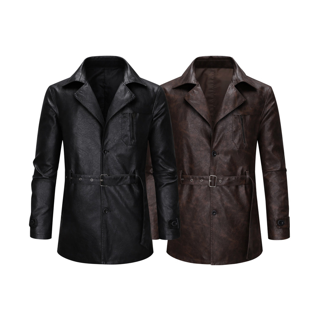 Elegant vintage leather trench coat for men Lune London