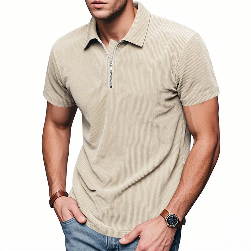 Men's short sleeve sports polo with zipper Lune London