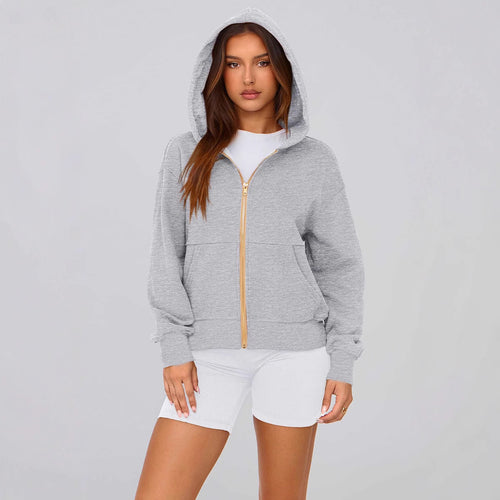 Women Sports Hoodie with Full Zip and Practical Side Pockets Chic and Style