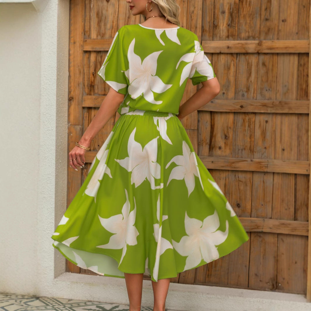 Ladies Chic Floral Pattern Midi Dress