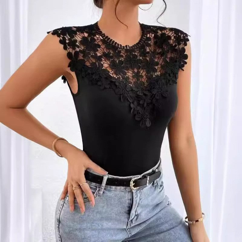 Ladies Floral Lace Decorated Bodysuit Lune London