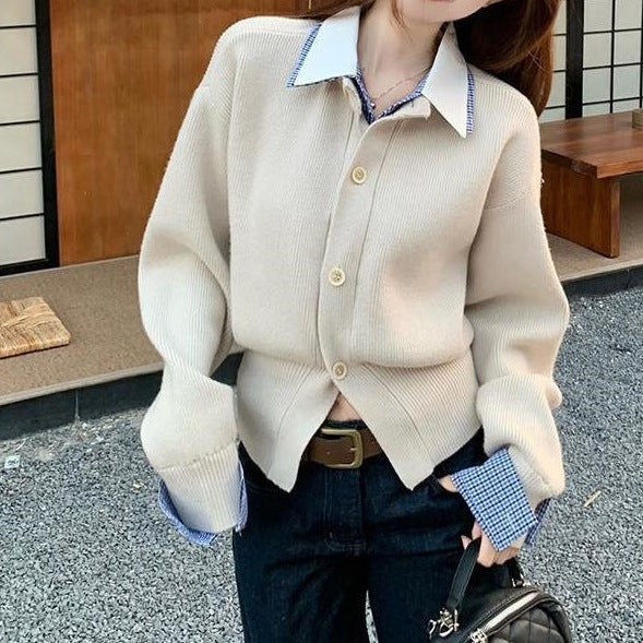 Ladies' knitted jacket with classic cut and elegant button details Lune London