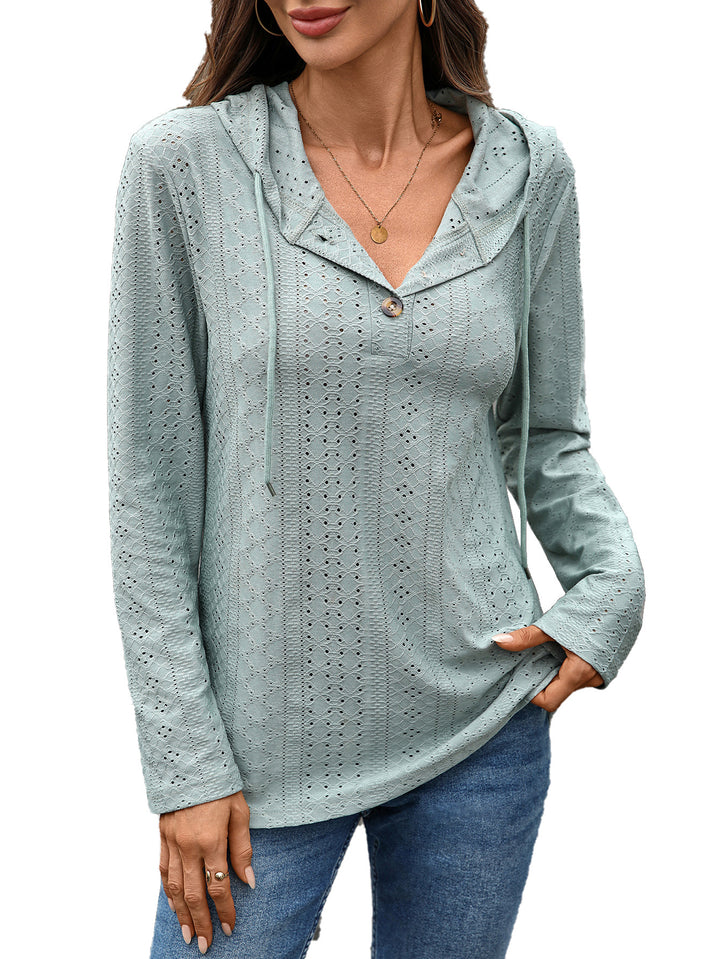 Women’s blouse with a small hole pattern and hood Lune London