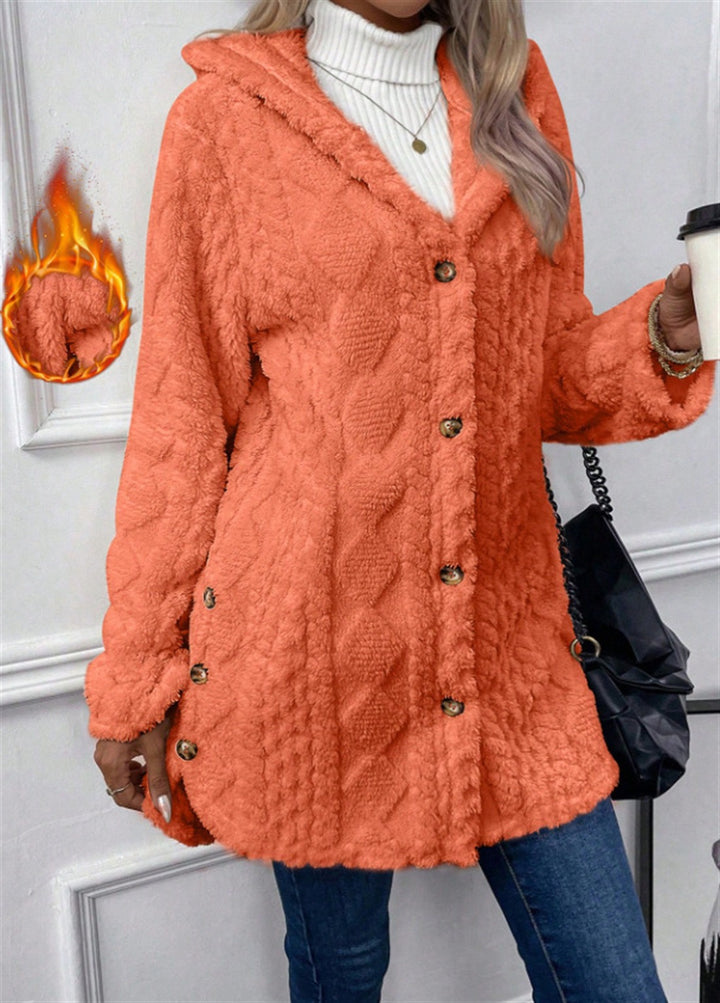 Ladies Cozy Teddy Jacket with Button Closure Lune London