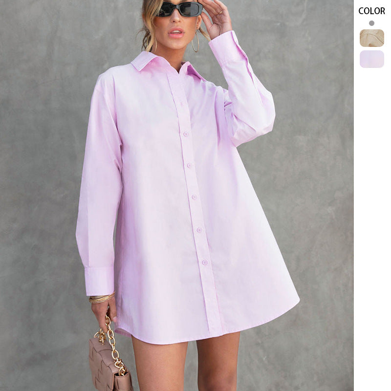 Long sleeve blouse for women in oversized fit with comfortable chest pockets and casual design Chic & Stil