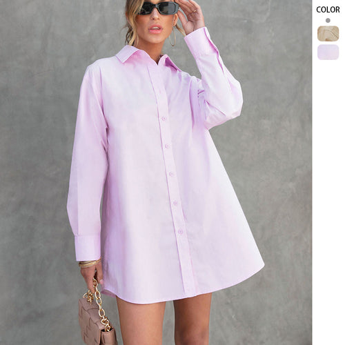 Long sleeve blouse for women in oversized fit with comfortable chest pockets and casual design Chic & Stil